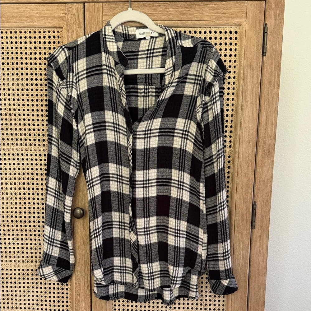 Bella Dahl Black & White Plaid Button-Front Women's Top
